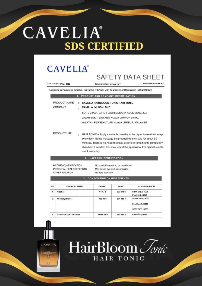Cavelia Hair Bloom Tonic SDS Certified
